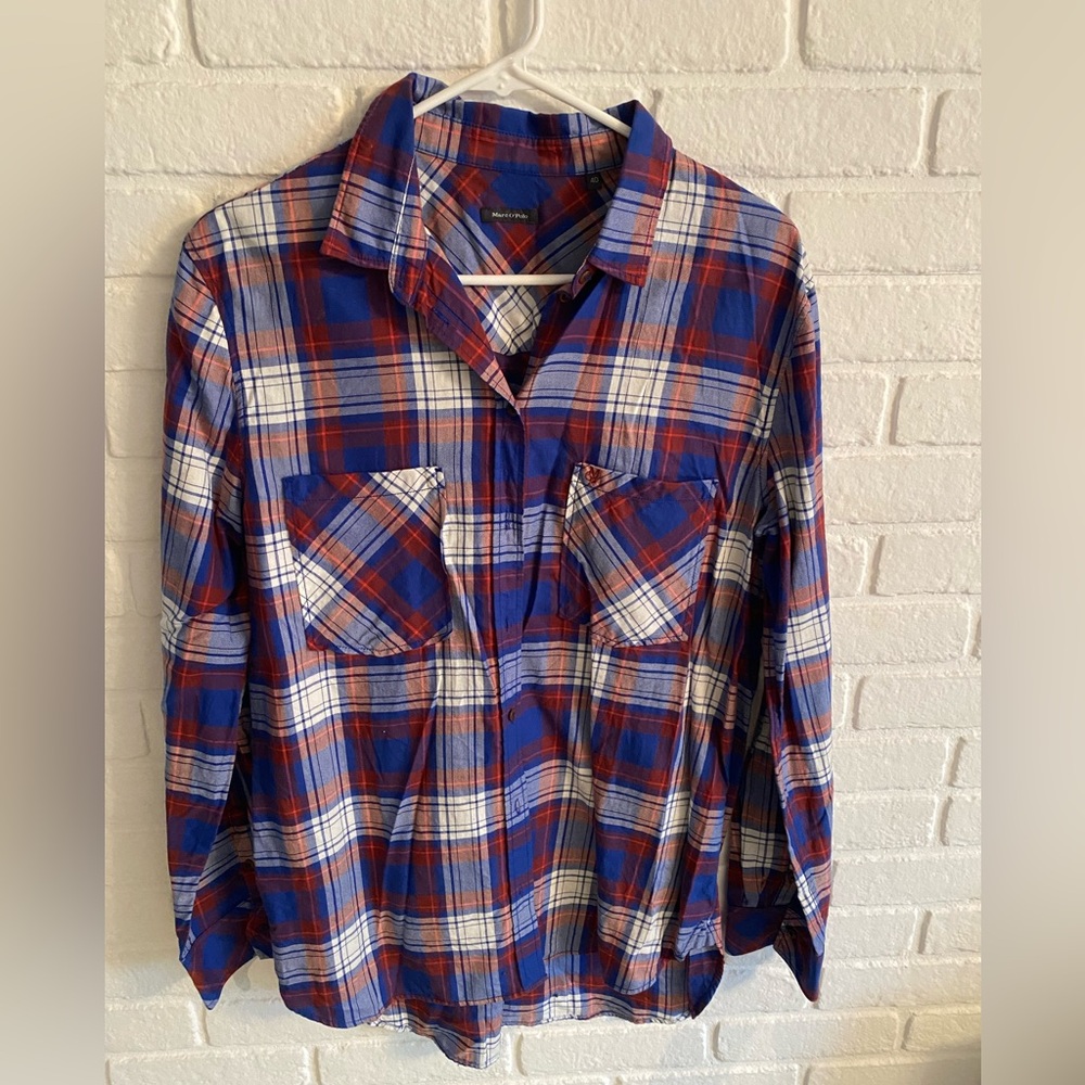 Marco Polo Blue and Red Plaid Button-Up Shirt